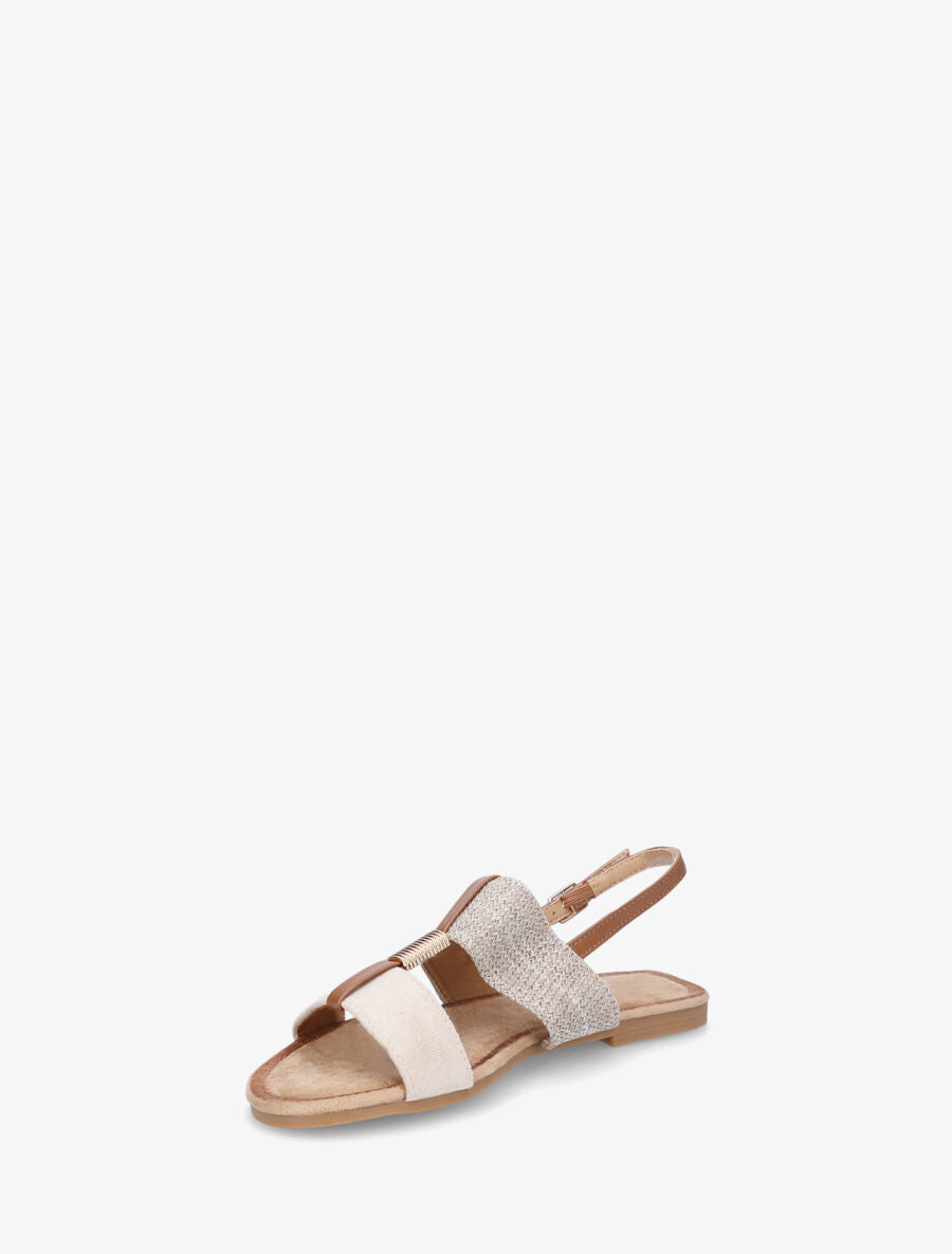 Nu-pieds en suédine et raphia à bijou - Beige - 4