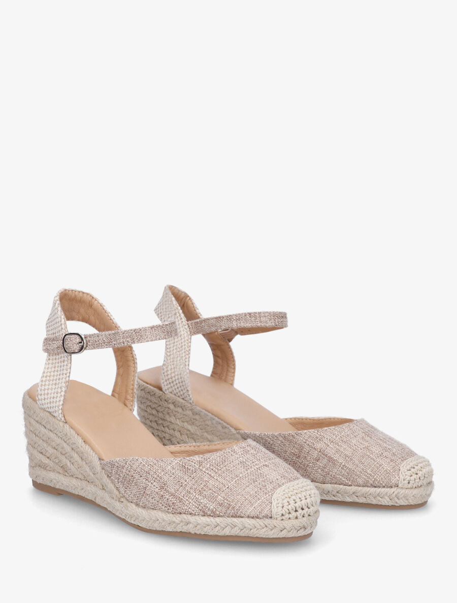 Espadrilles mi-hautes en tissu - Taupe - 4