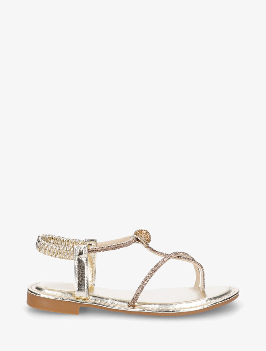 Nu-pieds en simili nacré à strass - Or - 1