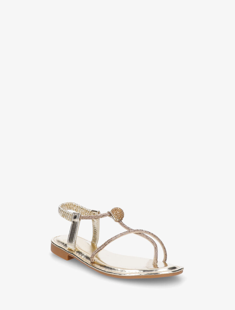 Nu-pieds en simili nacré à strass - Or - 2