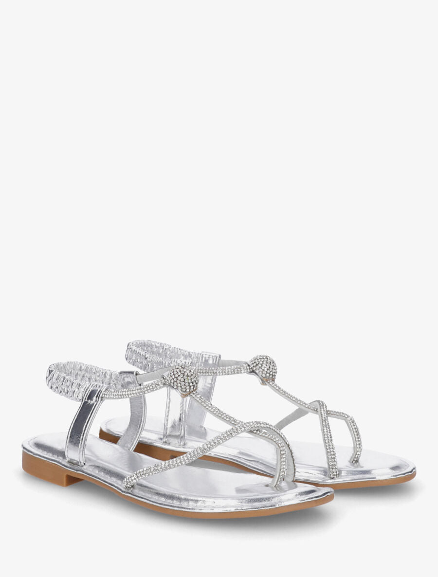 Nu-pieds en simili nacré à strass - Argent - 4