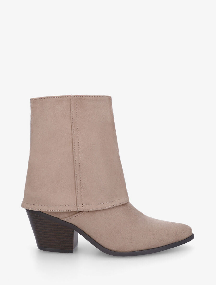 Bottines en suédine à revers - Taupe - 5