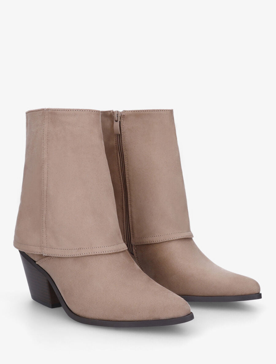 Bottines en suédine à revers - Taupe - 4
