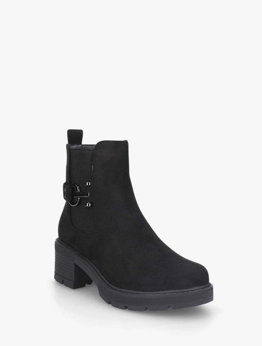 Bottines en suédine à boucle décorative - Noir - 2
