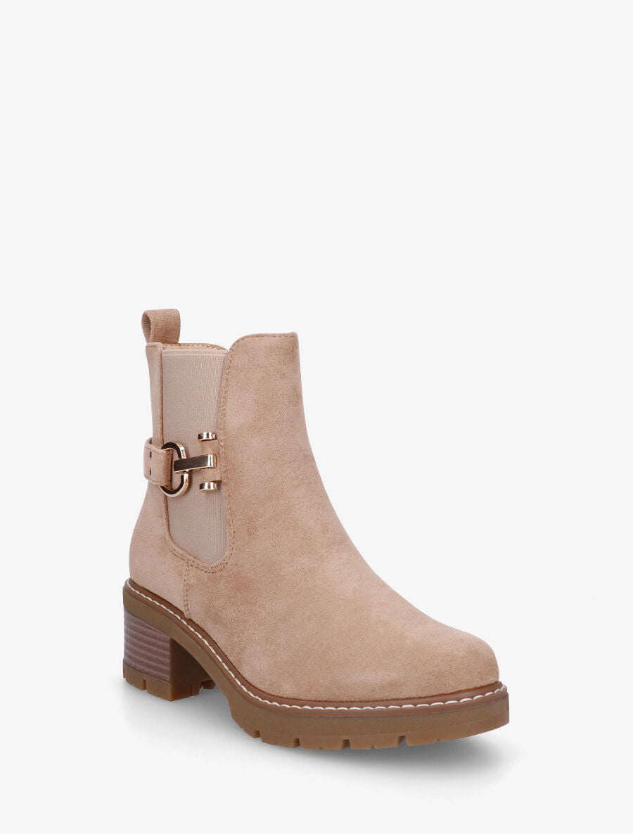 Bottines en suédine à boucle décorative - Beige - 2