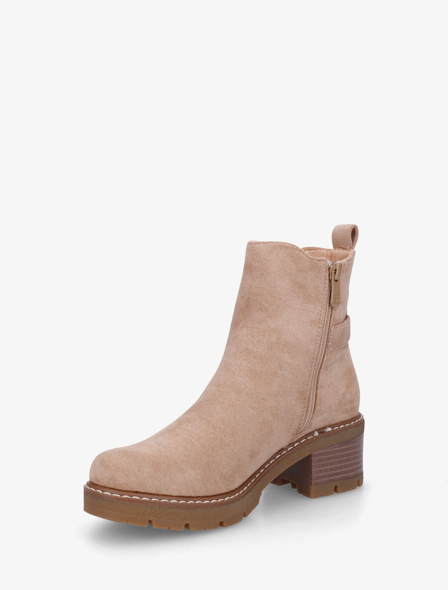 Bottines en suédine à boucle décorative - Beige - 3