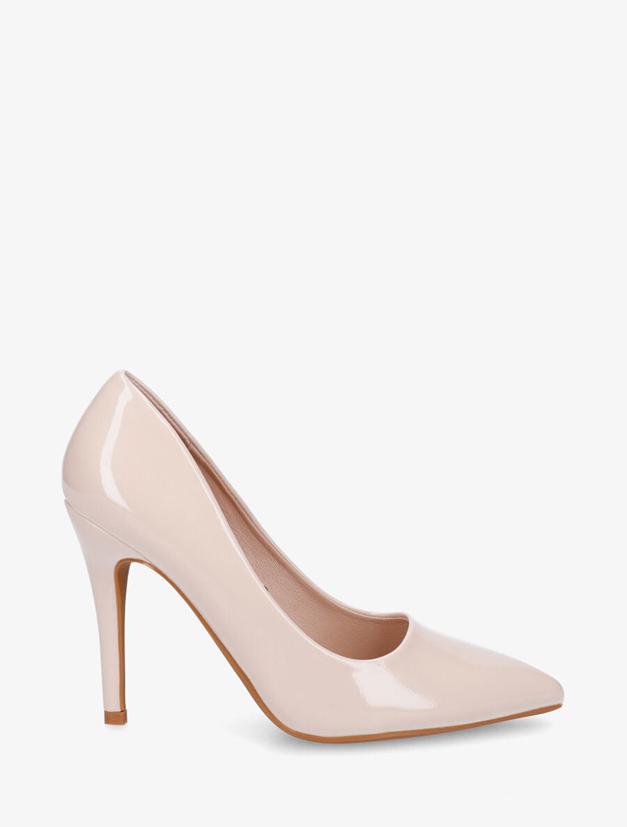 Escarpins vernis à talon aiguille - Beige - 5