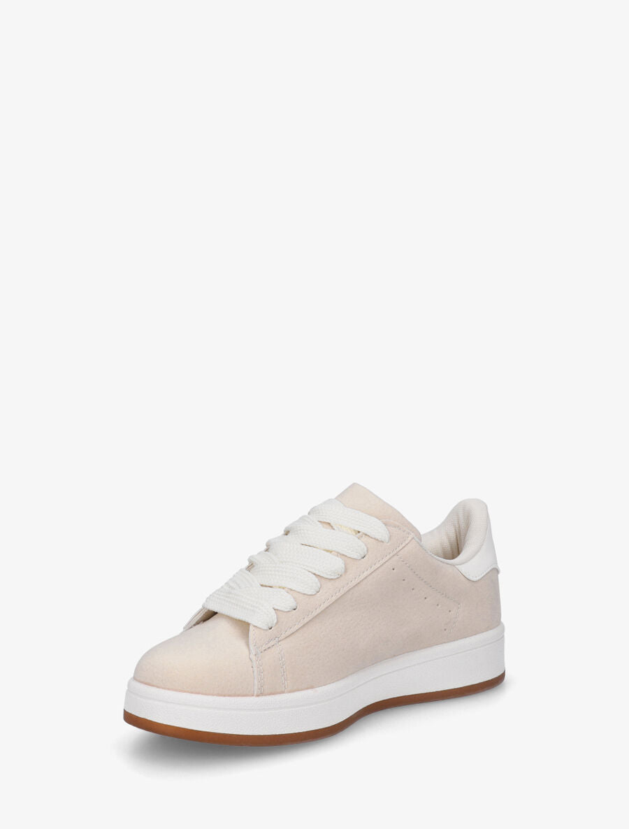 Sneakers en suédine à flocage - Beige - 3