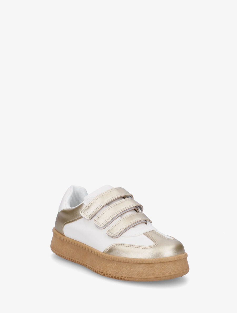 Sneakers bicolore à scratch - Or - 2
