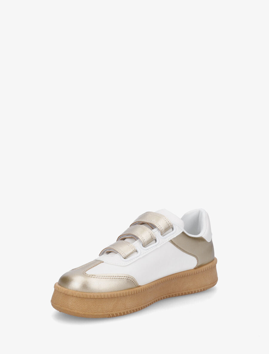 Sneakers bicolore à scratch - Or - 3