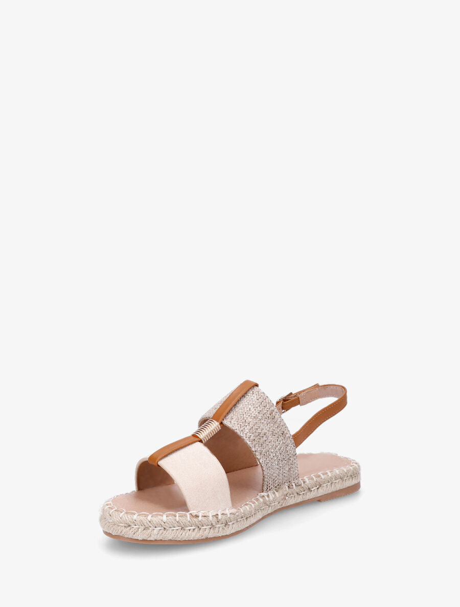 Sandales à ganses simili et effet osier - Beige - 3