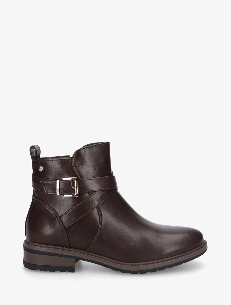 Bottines unies en simili - Marron - 5