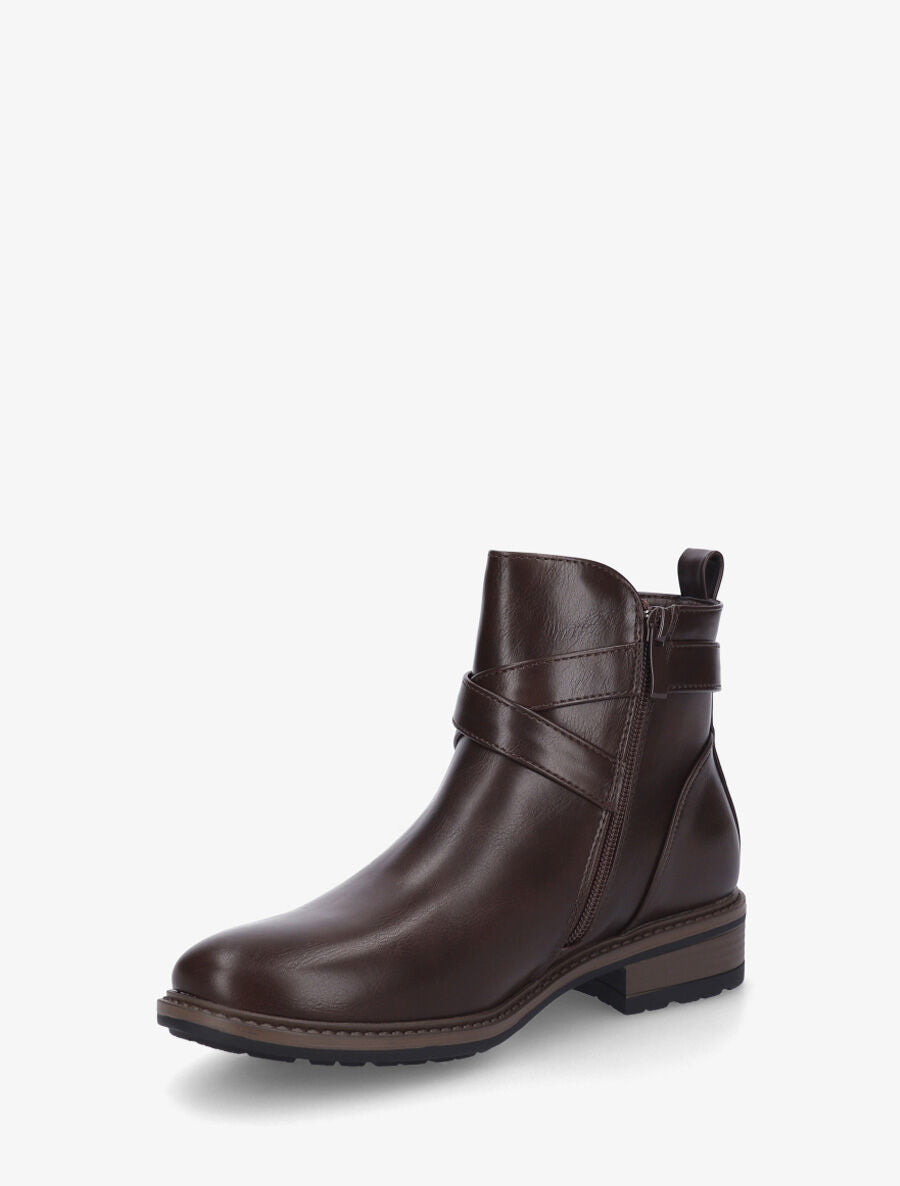 Bottines unies en simili - Marron - 3