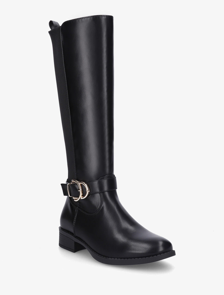 Bottes unies élastiquées et sanglées - Noir - 2