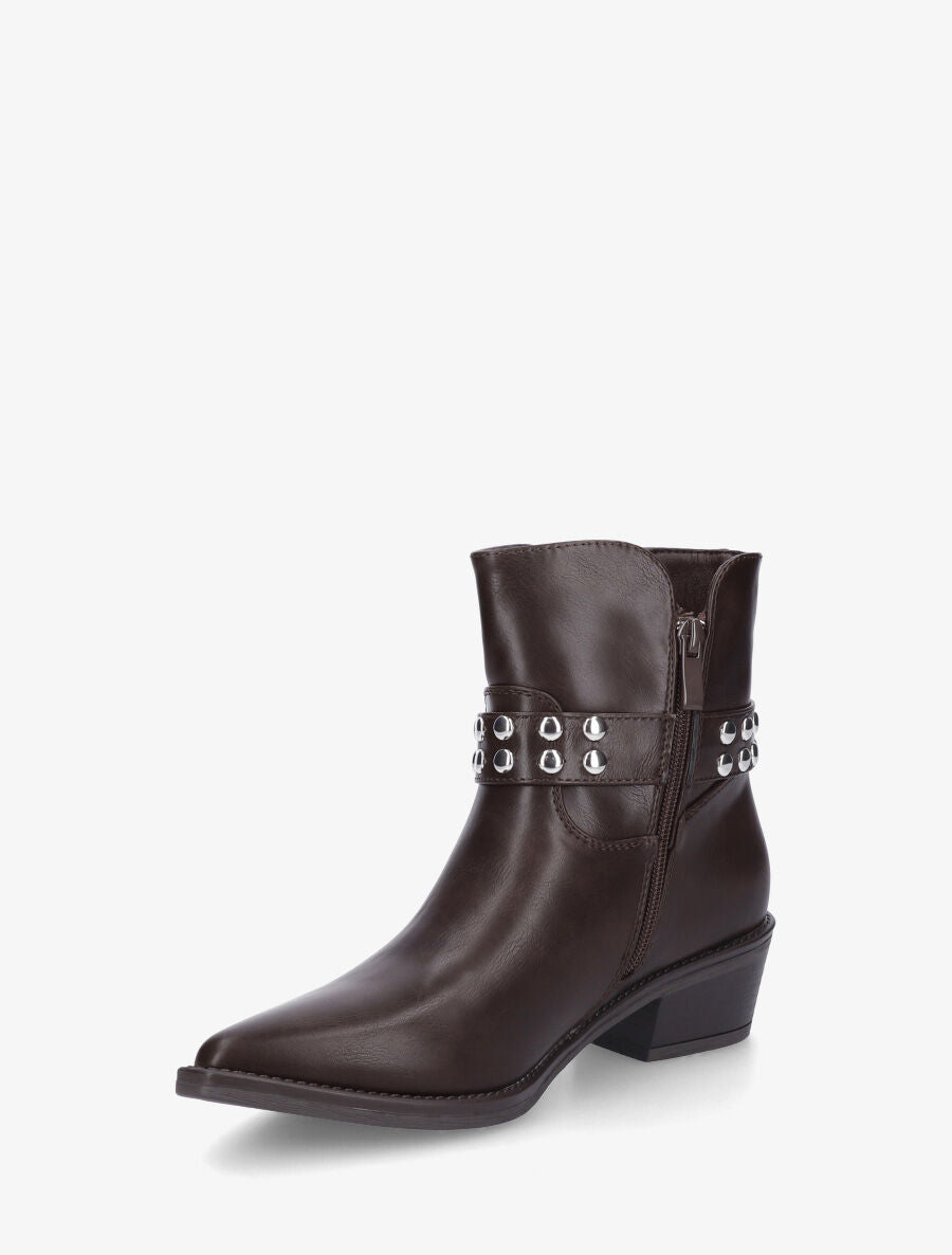 Bottines cloutées style santiags - Marron - 3