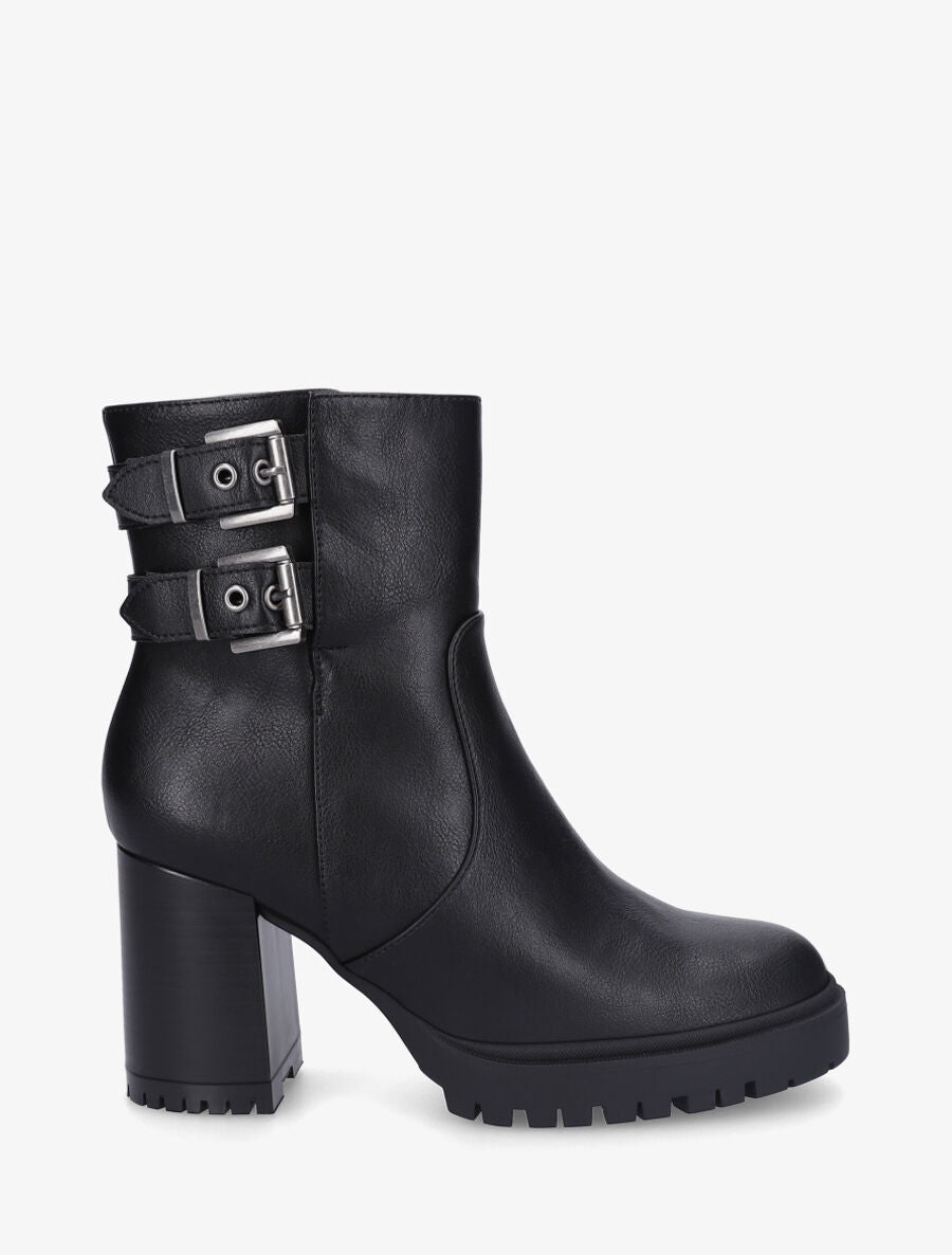 Bottines en simili à talon haut - Noir - 5