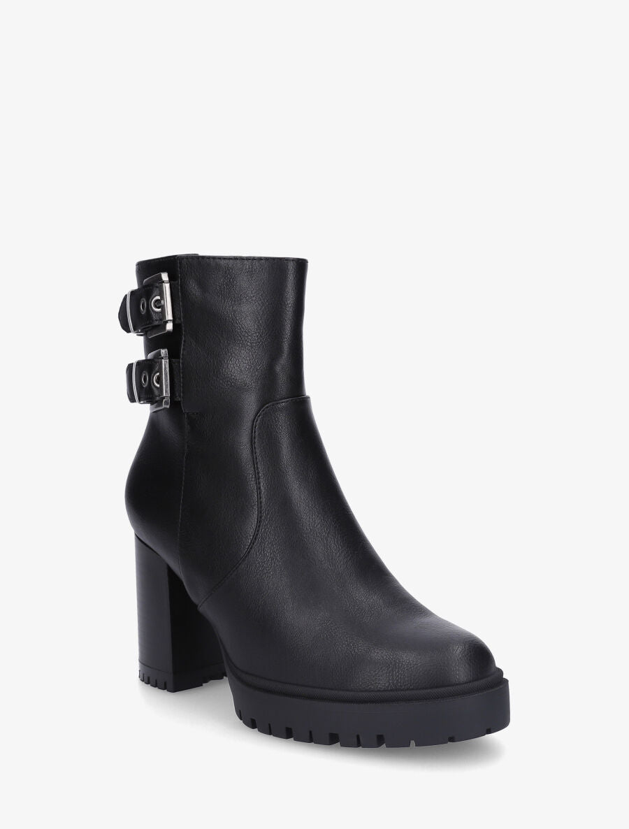 Bottines en simili à talon haut - Noir - 2