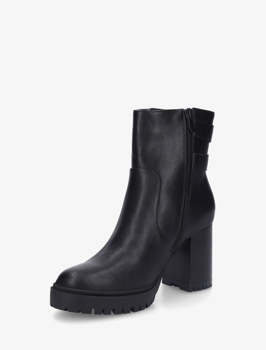 Bottines en simili à talon haut - Noir - 3