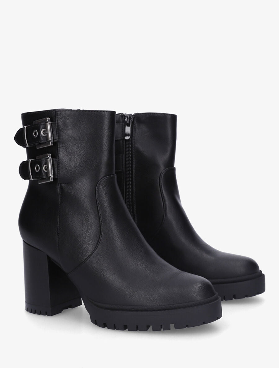Bottines en simili à talon haut - Noir - 4