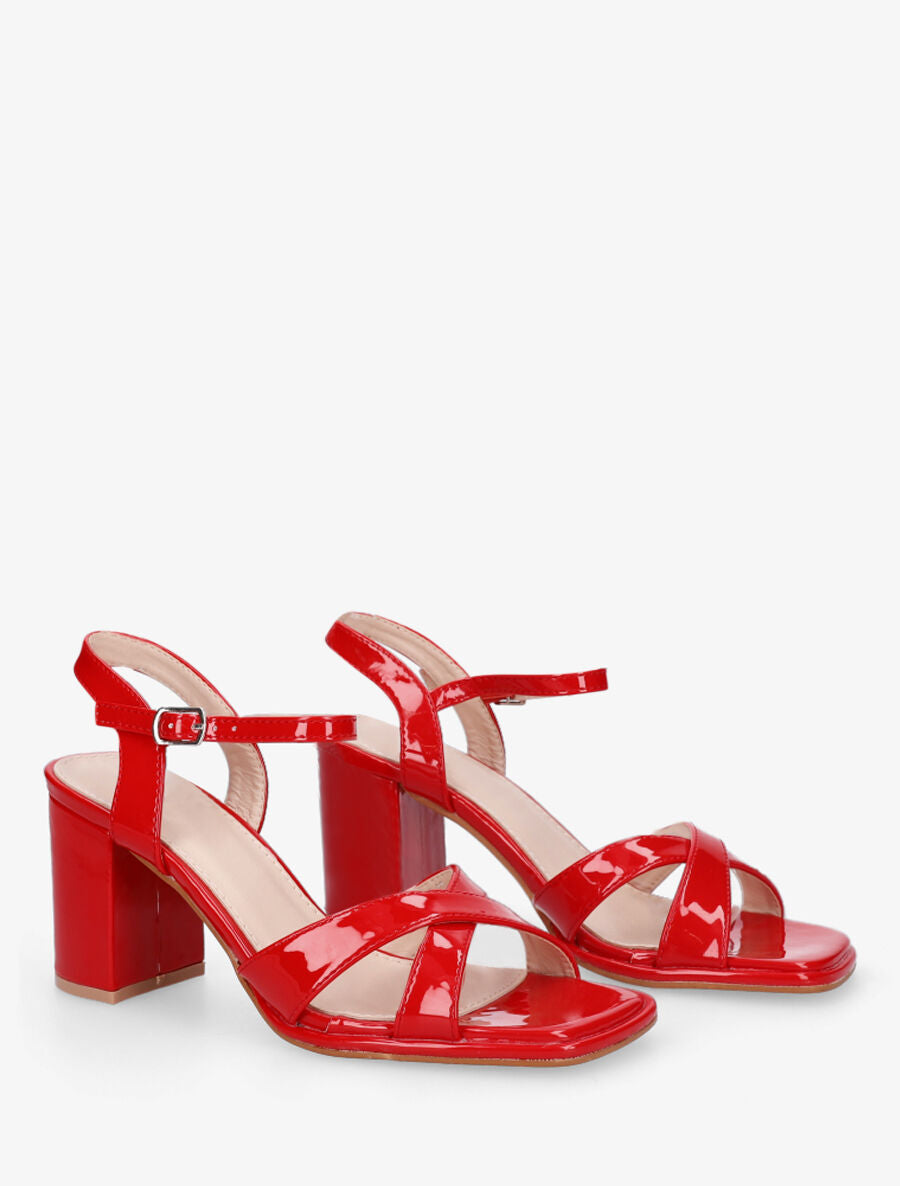 Sandales vernies à talon - Rouge - 4