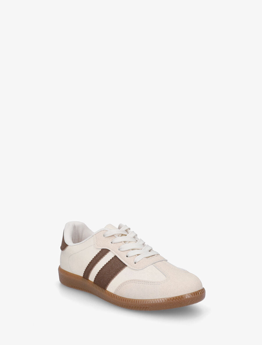 Sneakers en simili bi-matière - Beige - 2