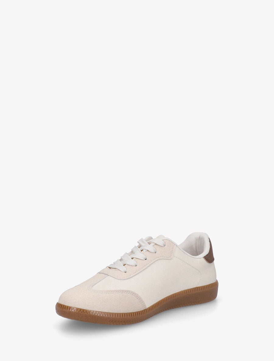 Sneakers en simili bi-matière - Beige - 3