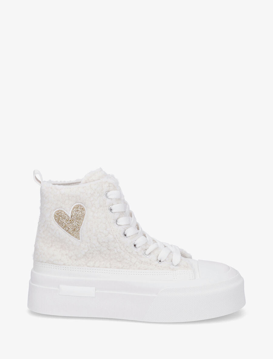 Sneakers montantes molletonnées - Blanc - 1