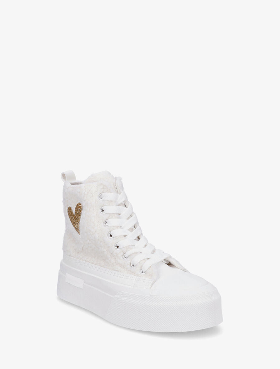 Sneakers montantes molletonnées - Blanc - 2