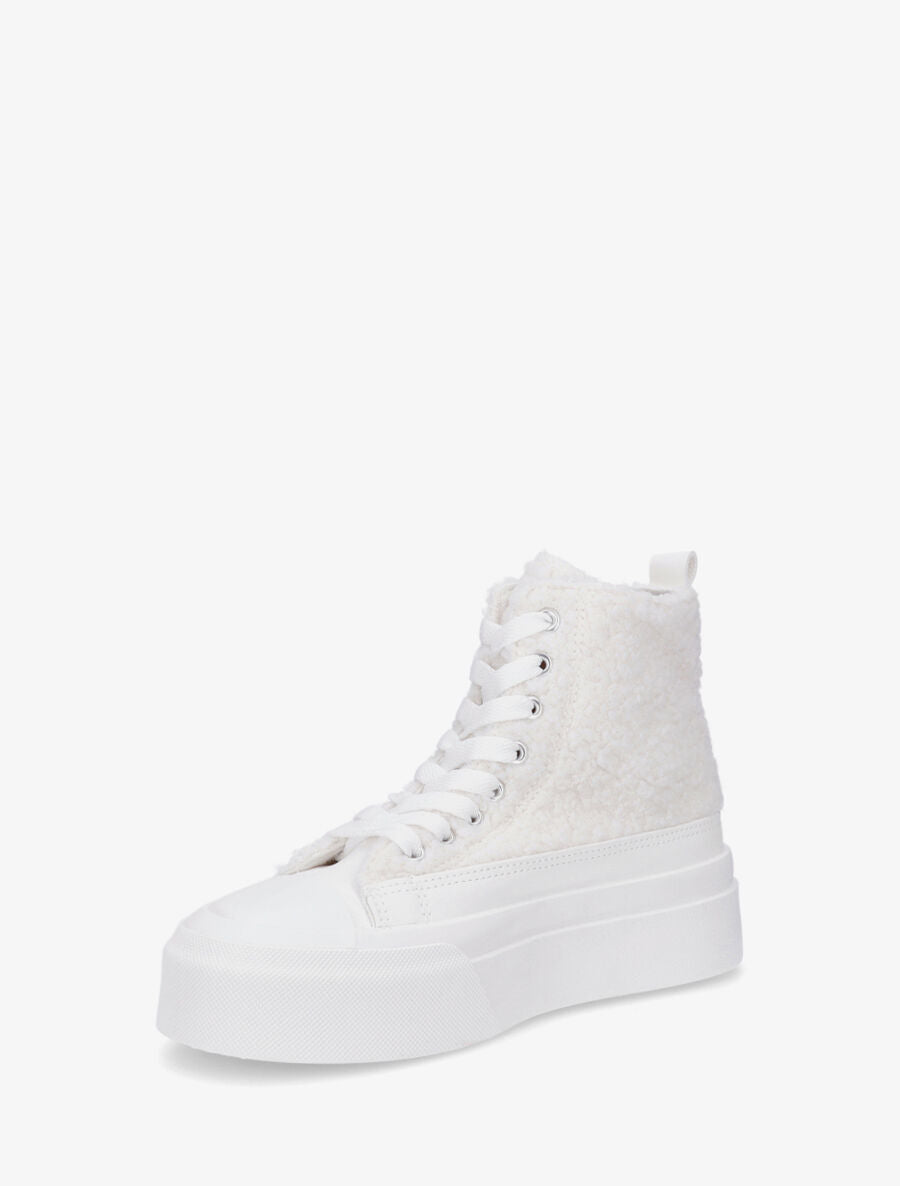 Sneakers montantes molletonnées - Blanc - 3
