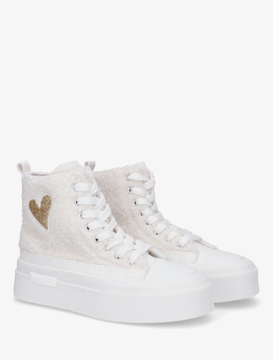 Sneakers montantes molletonnées - Blanc - 4