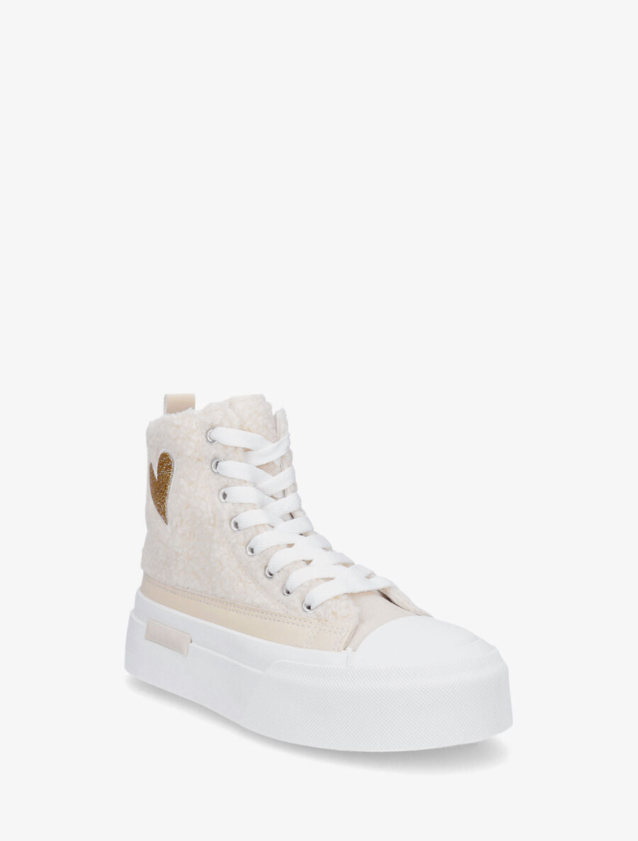 Sneakers montantes molletonnées - Crème - 2