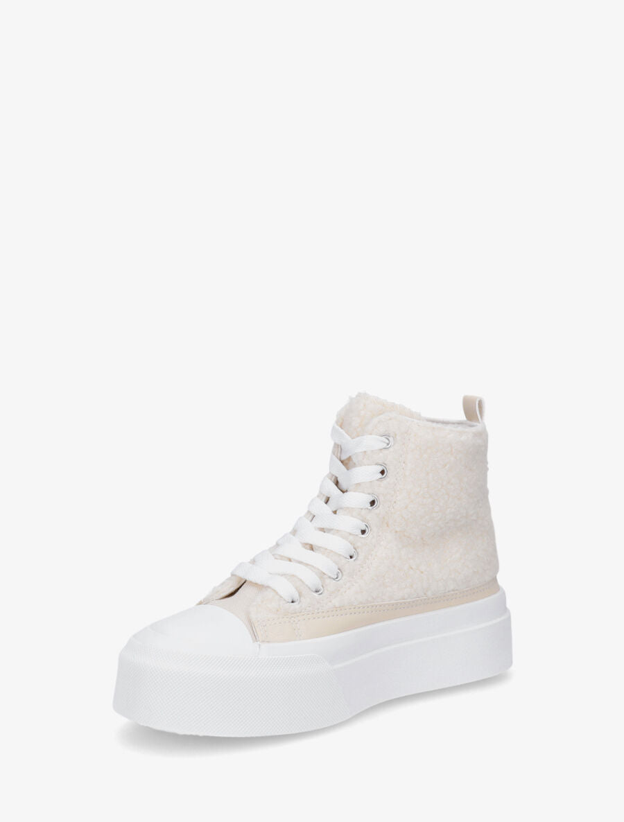 Sneakers montantes molletonnées - Crème - 3