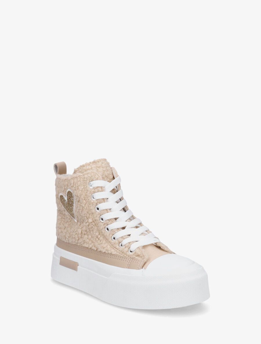 Sneakers montantes molletonnées - Taupe - 2