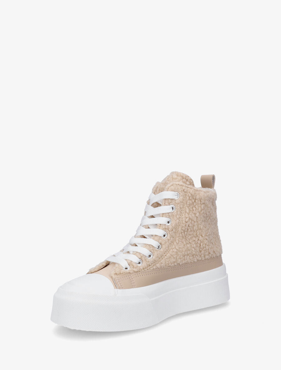Sneakers montantes molletonnées - Taupe - 3