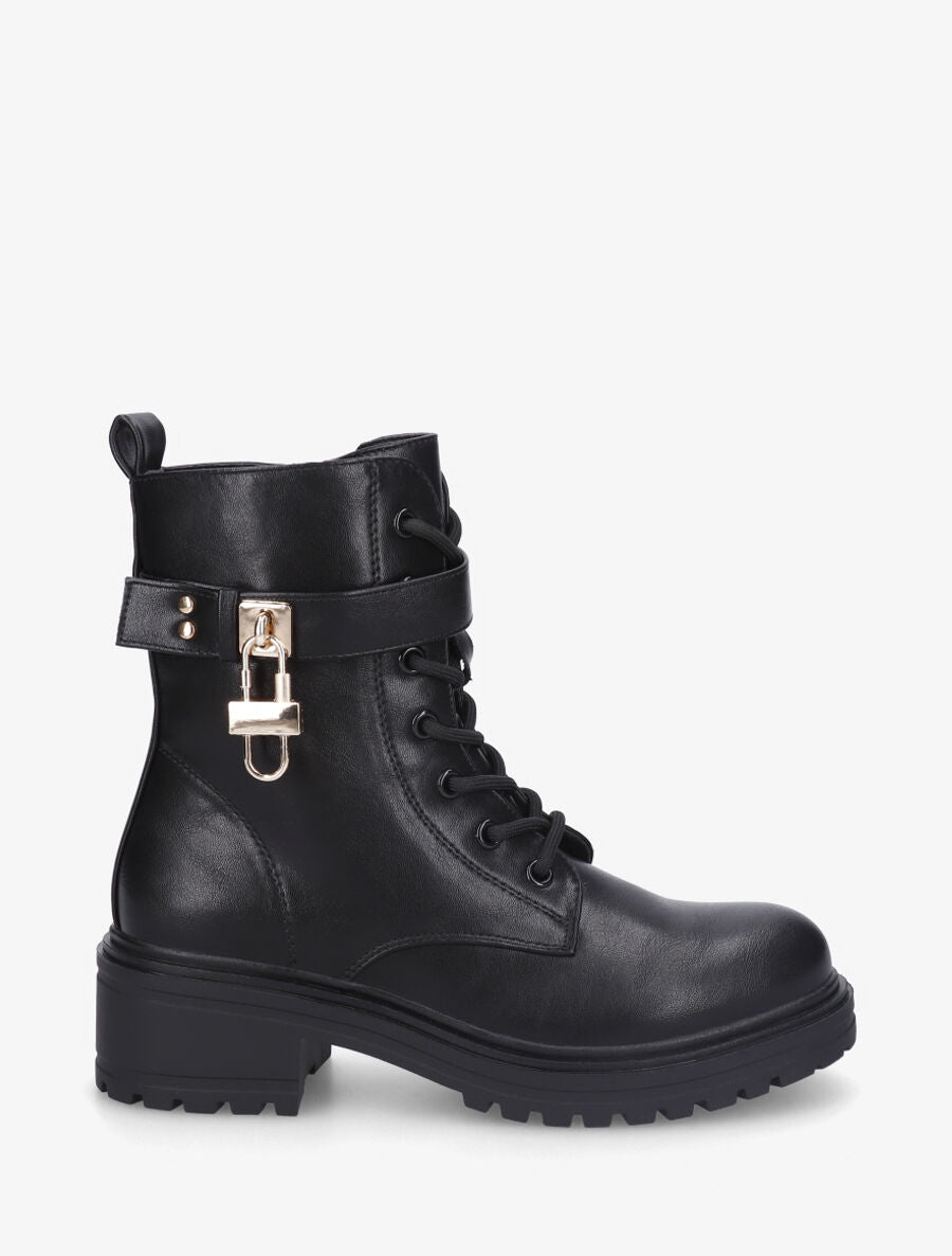 Bottines montantes à empiècement cadenas - Noir - 5