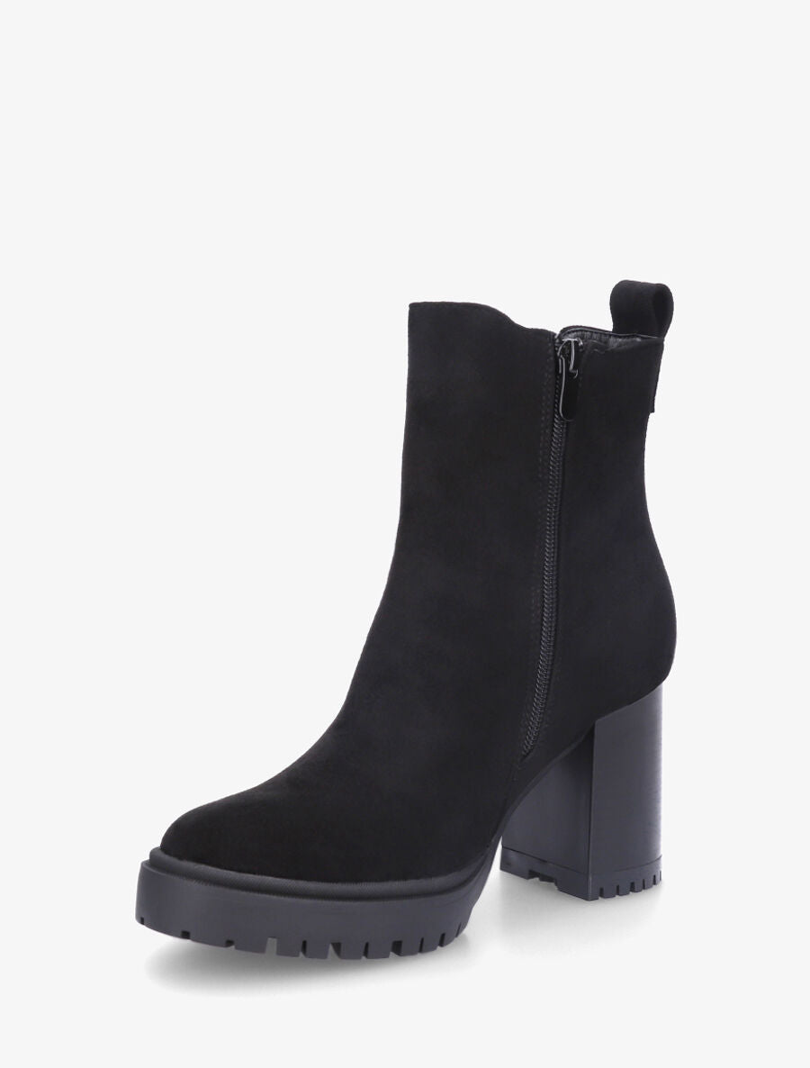 Bottines en suédine à talon haut - Noir - 3