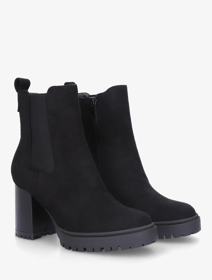 Bottines en suédine à talon haut - Noir - 4