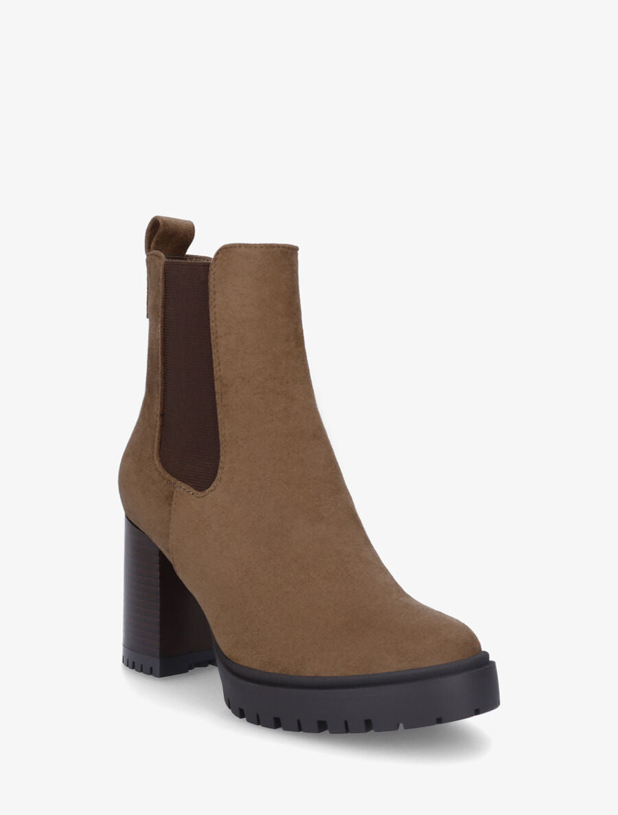 Bottines en suédine à talon haut - Taupe - 2