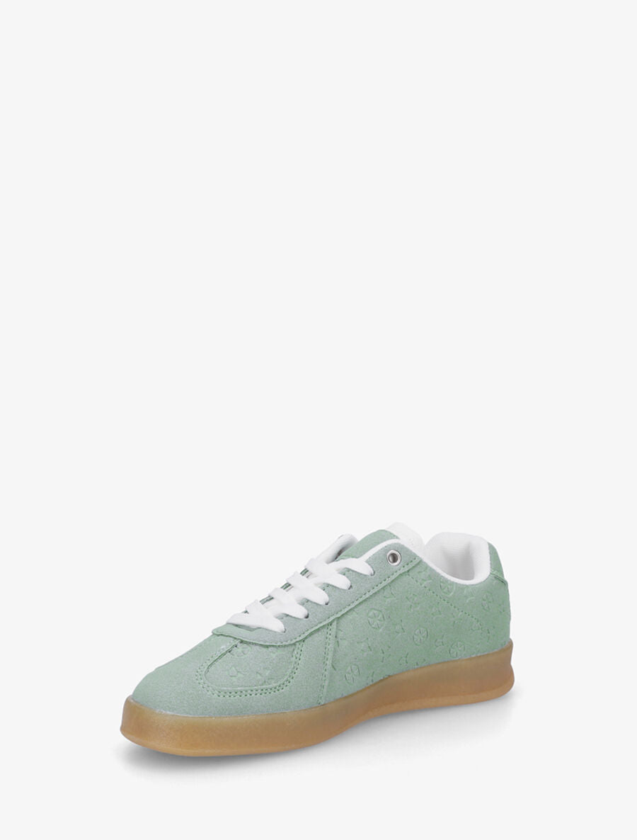 Sneakers effet nubuck à motif géométrique - Vert d&