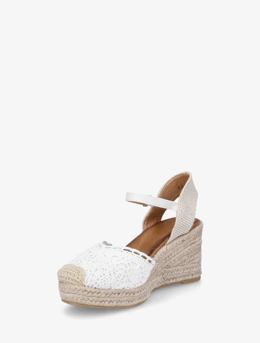 Sandales compensées style espadrilles - Blanc - 3