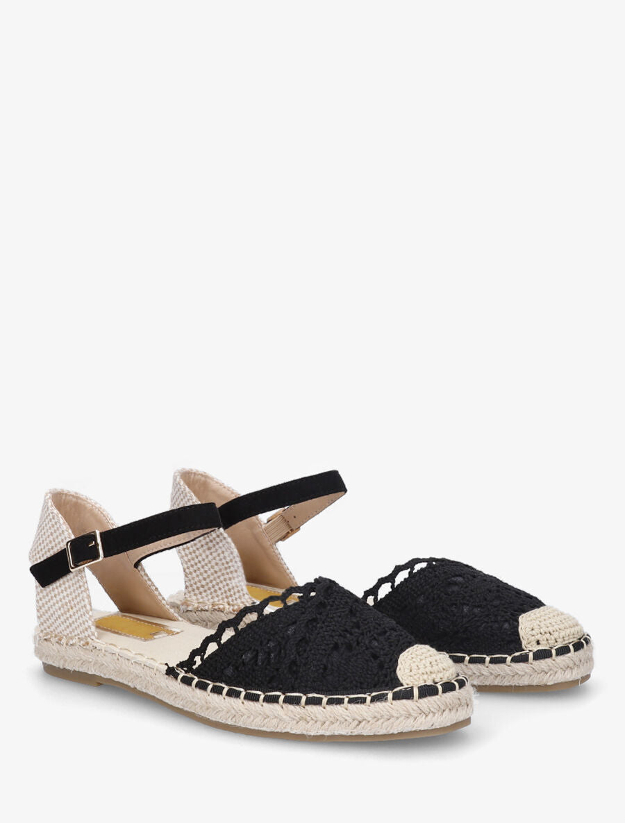 Sandales style espadrilles en crochet - Noir - 4