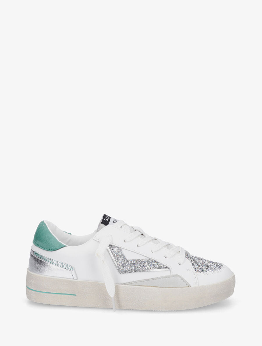 Sneakers en simili à détail pailleté - Argent - 1