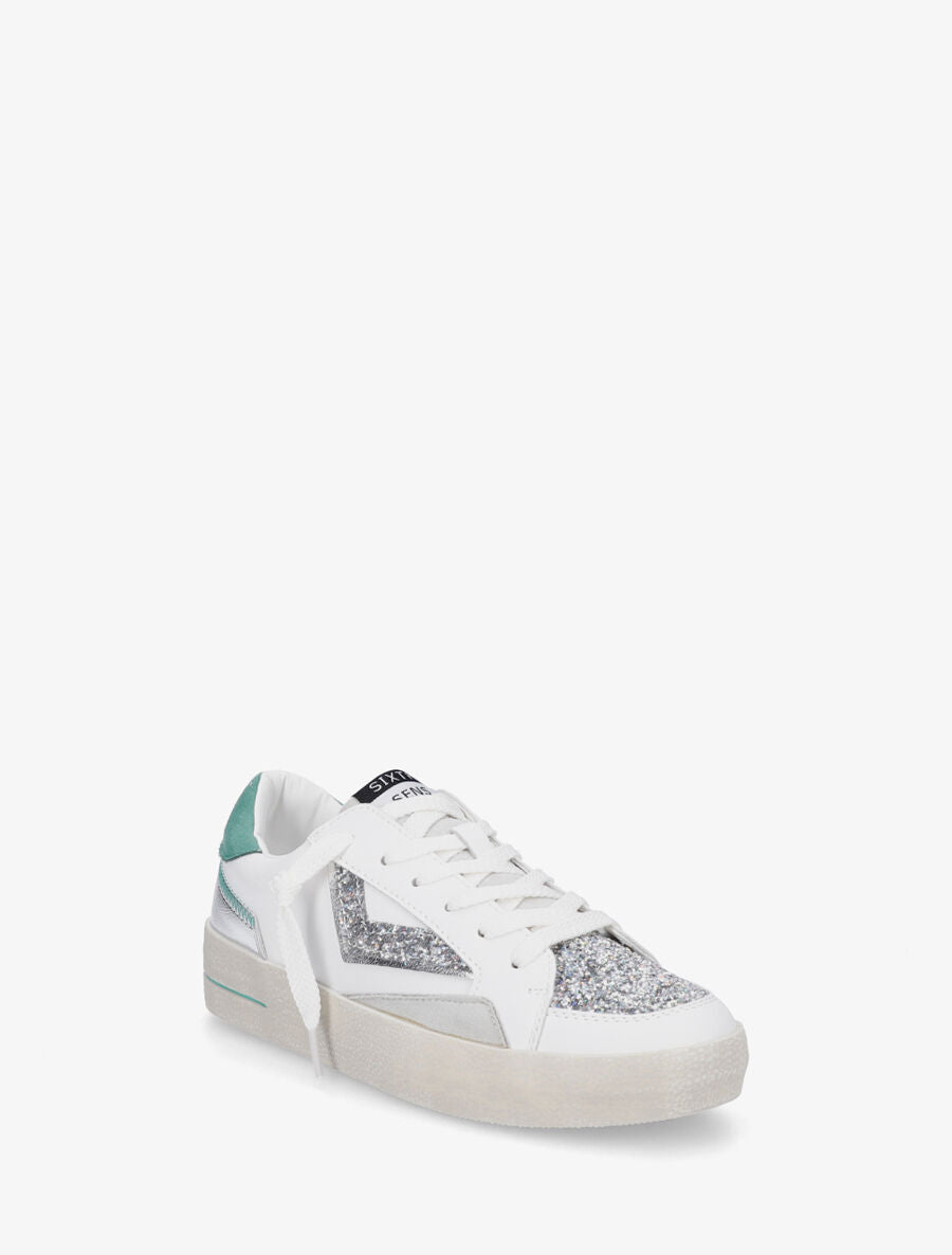 Sneakers en simili à détail pailleté - Argent - 2