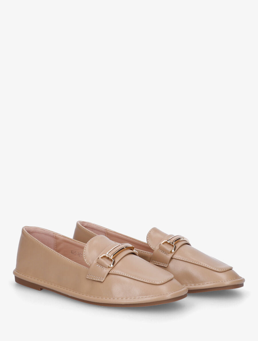 Mocassins en simili à semelle plate - Taupe - 4