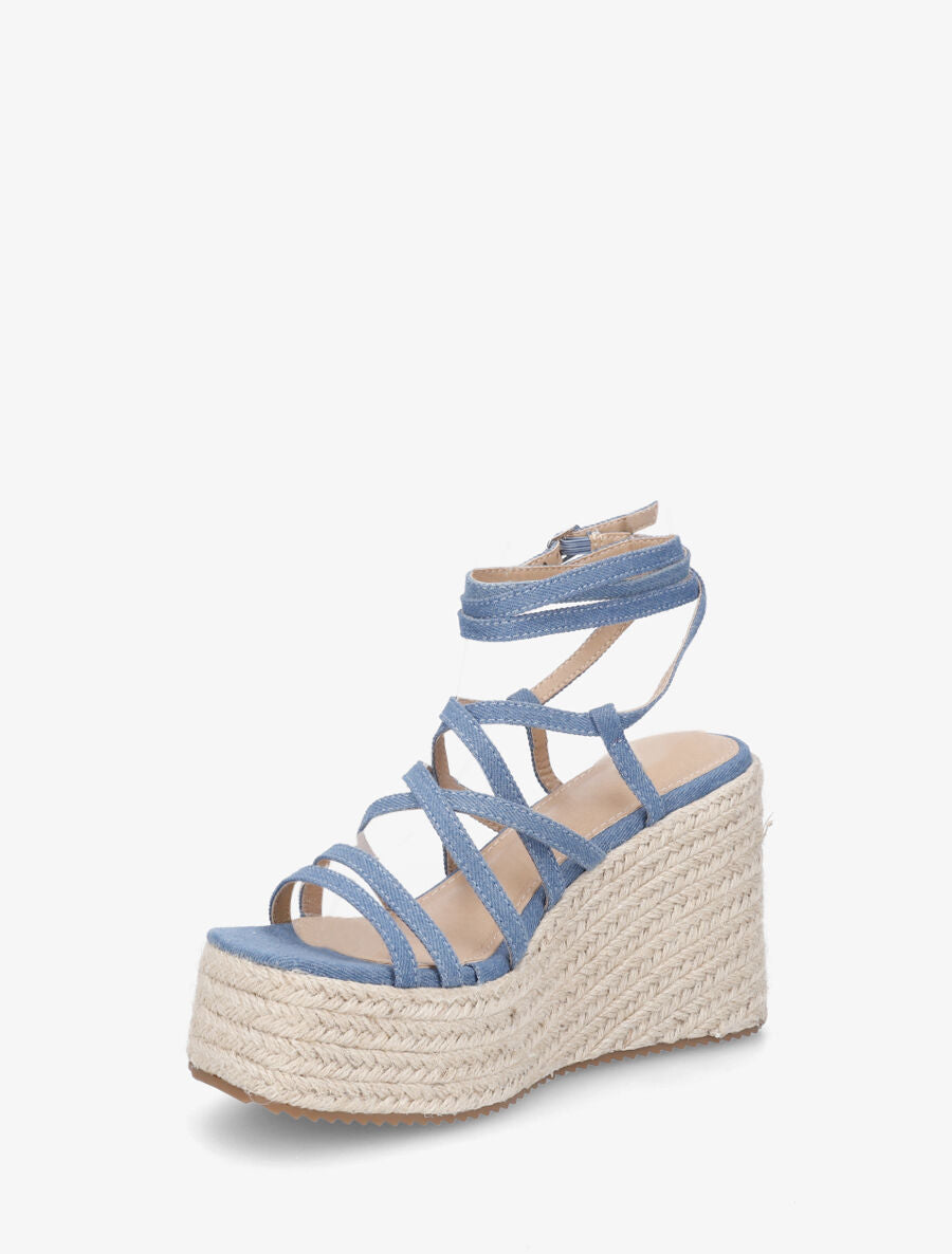 Sandales hautes à nouer - Bleu denim - 3