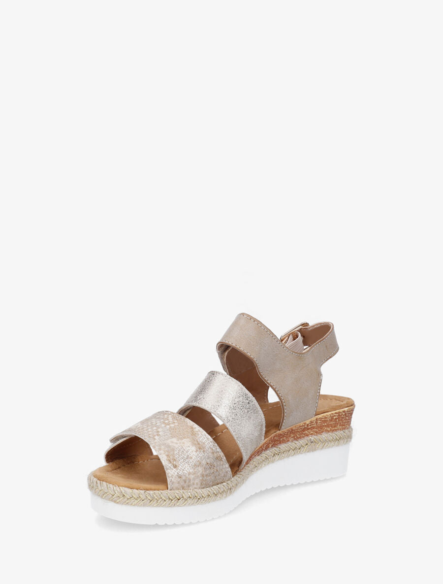 Sandales compensées à scratch - Beige - 3