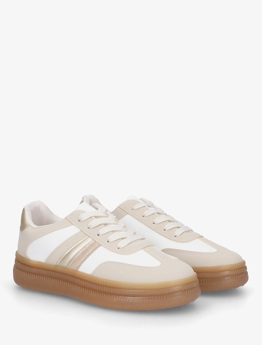 Sneakers à semelle épaisse - Beige - 4