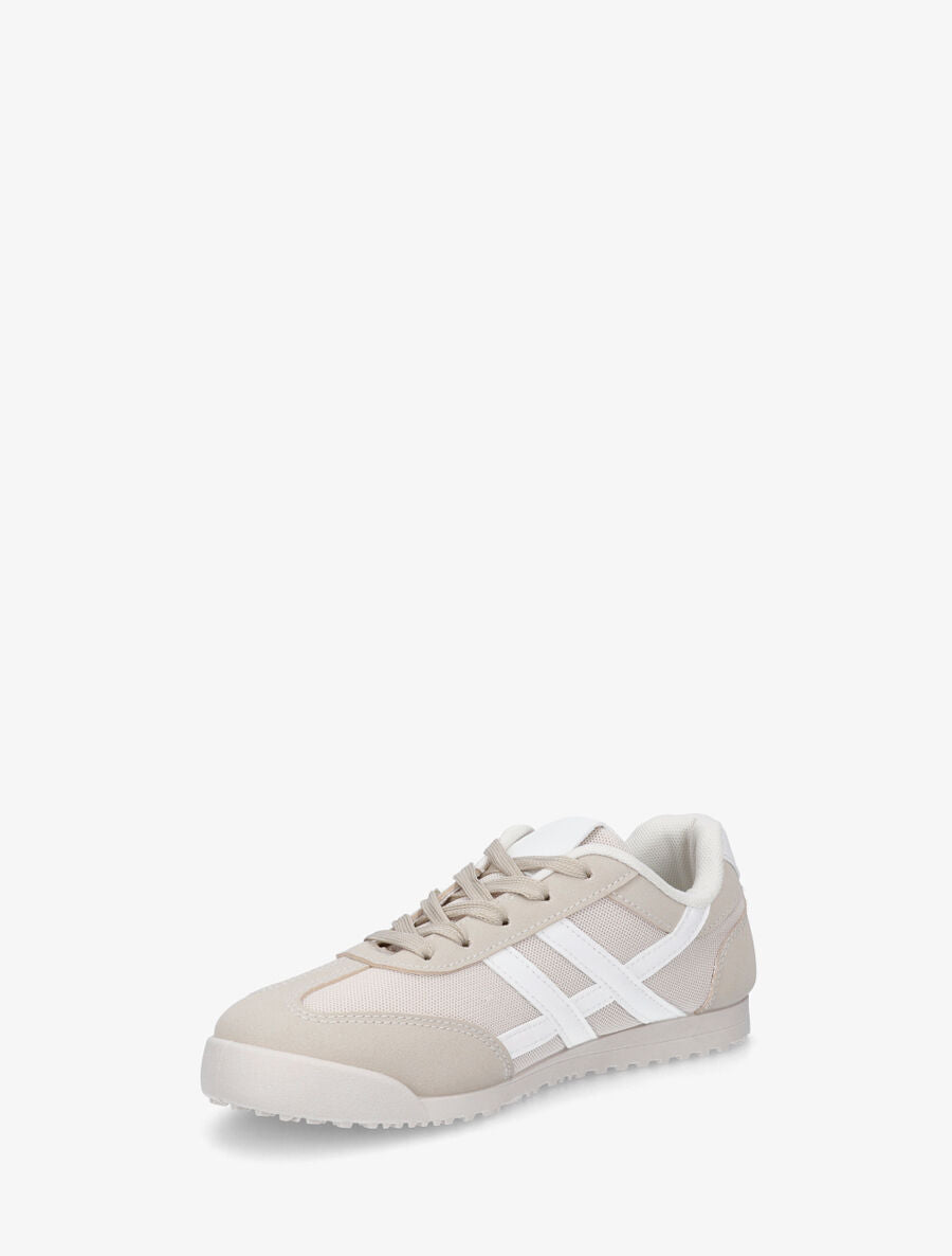 Sneakers plates à empiècement mesh - Beige - 3