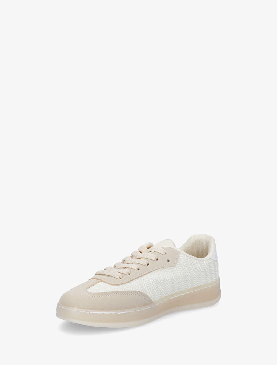 Sneakers bimatière et colorées - Beige - 3