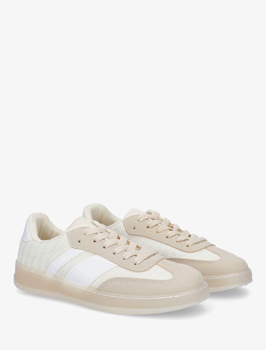 Sneakers bimatière et colorées - Beige - 4